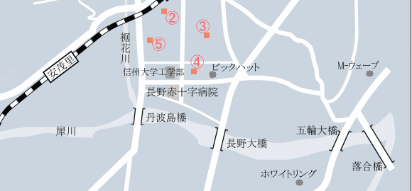 長野市内の地図・・長野駅南側、若里周辺