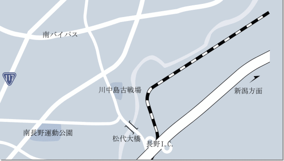 長野市内の地図・・長野IC、川中島古戦場周辺